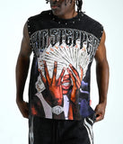 TAKER BIG STEPPER SLEEVELESS CROPPED SHIRT - T5229 - BLACK