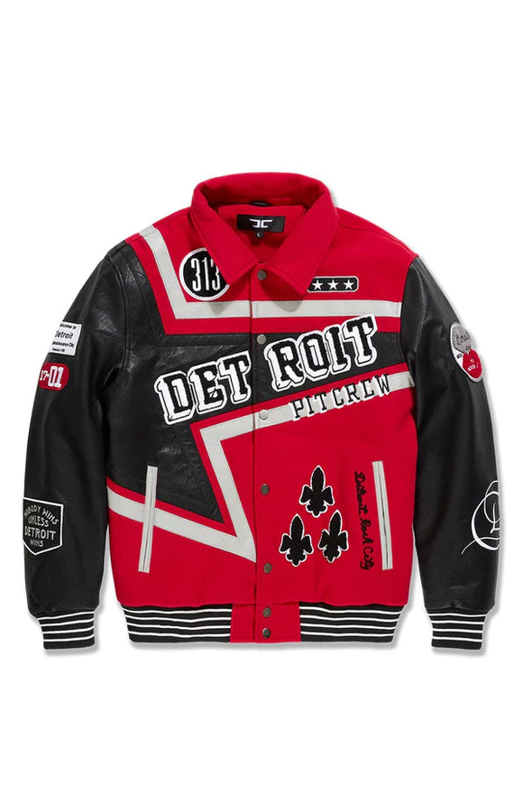 JORDAN CRAIG DETROIT PITCREW VARSITY JACKET - 91652 - RED