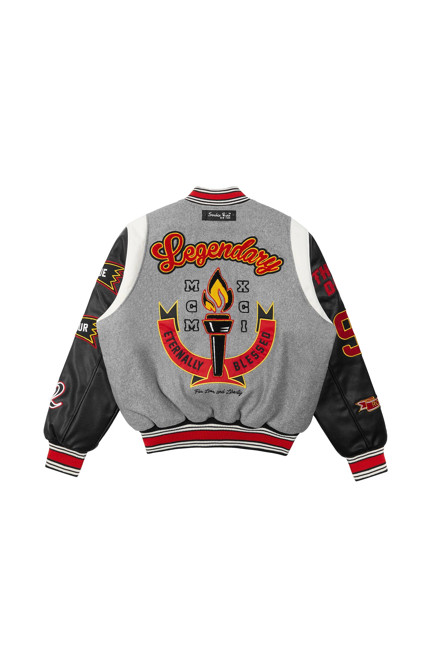 SMOKE RISE - PU VARSITY JACKET - WW23697 - GRY – King City