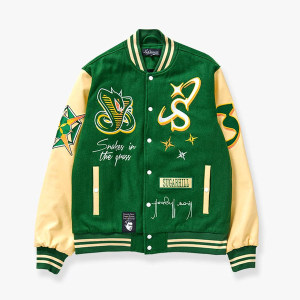 sugarhill 20aw スタジャン SUGARHILL / LEATHER STUDIUM JACKET / NAVY | ふぁいん