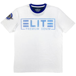 ELITE PREMIUM DENIM T-SHIRT - 893D - WHITE/ROYAL