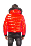GEORGE V PUFFER JACKET W/ REAL FUR - GV9472 - RED