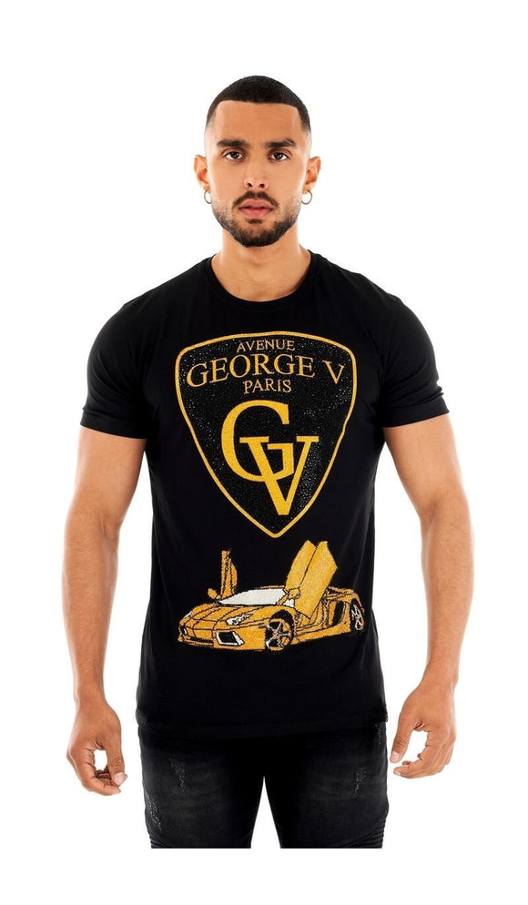 AVENUE GEORGE V PARIS T-SHIRT - BLACK/GOLD - GV2229